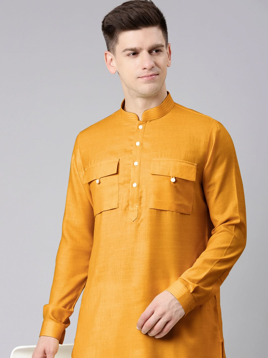 Mustard Pathani Kurta Set