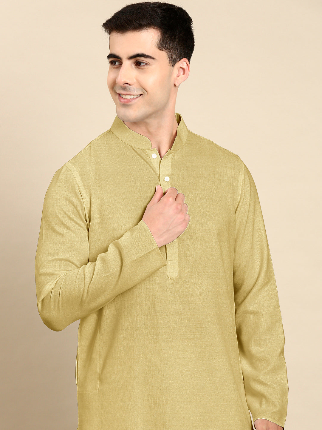 Greenish Beige Twill Weave Cotton Kurta Set