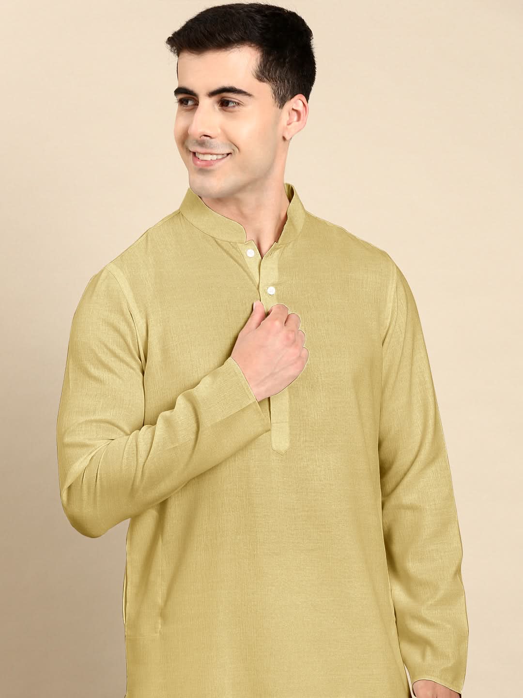 Greenish Beige Twill Weave Cotton Kurta Set