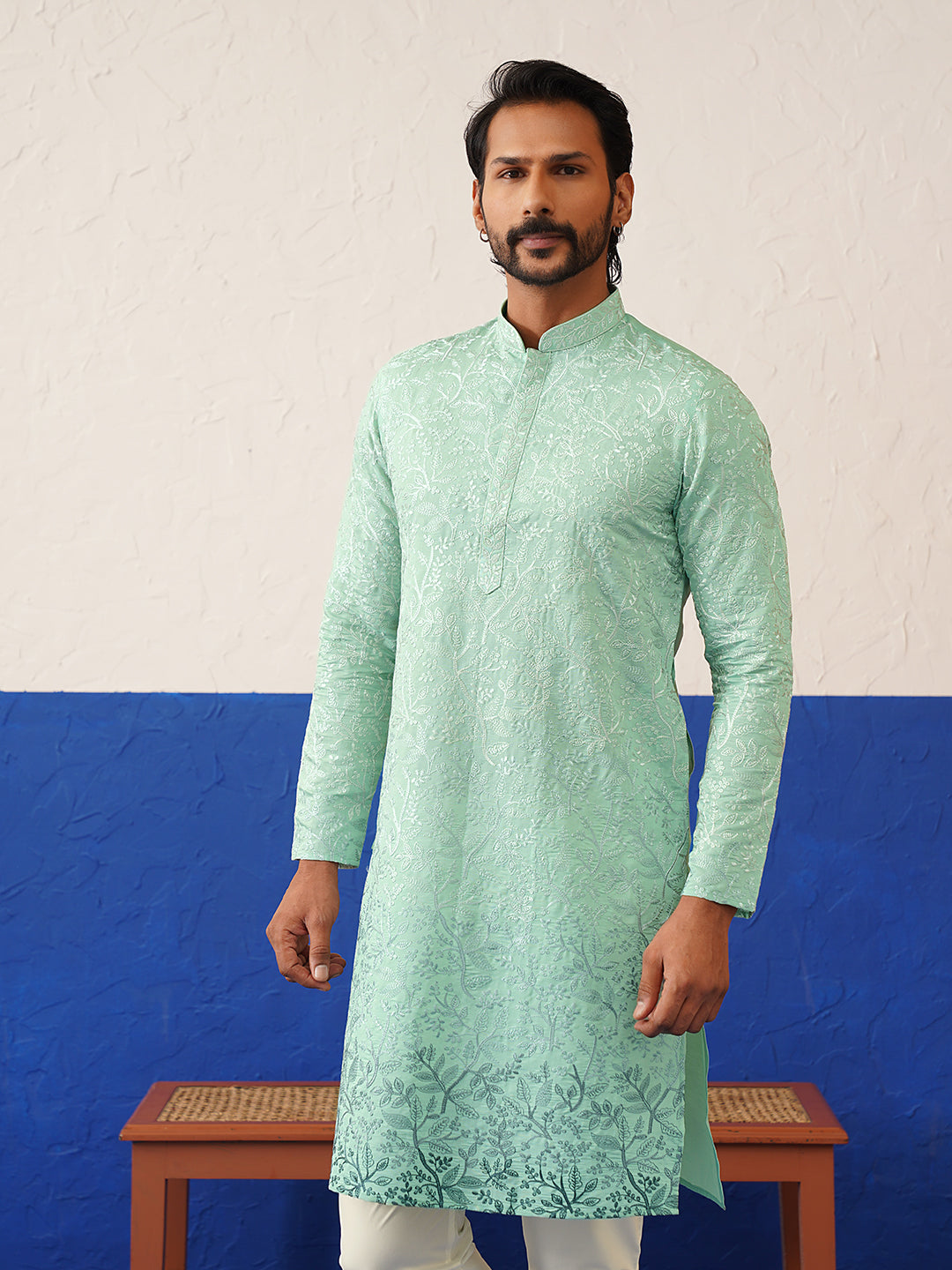 Powder Green Embroidered Kurta Set
