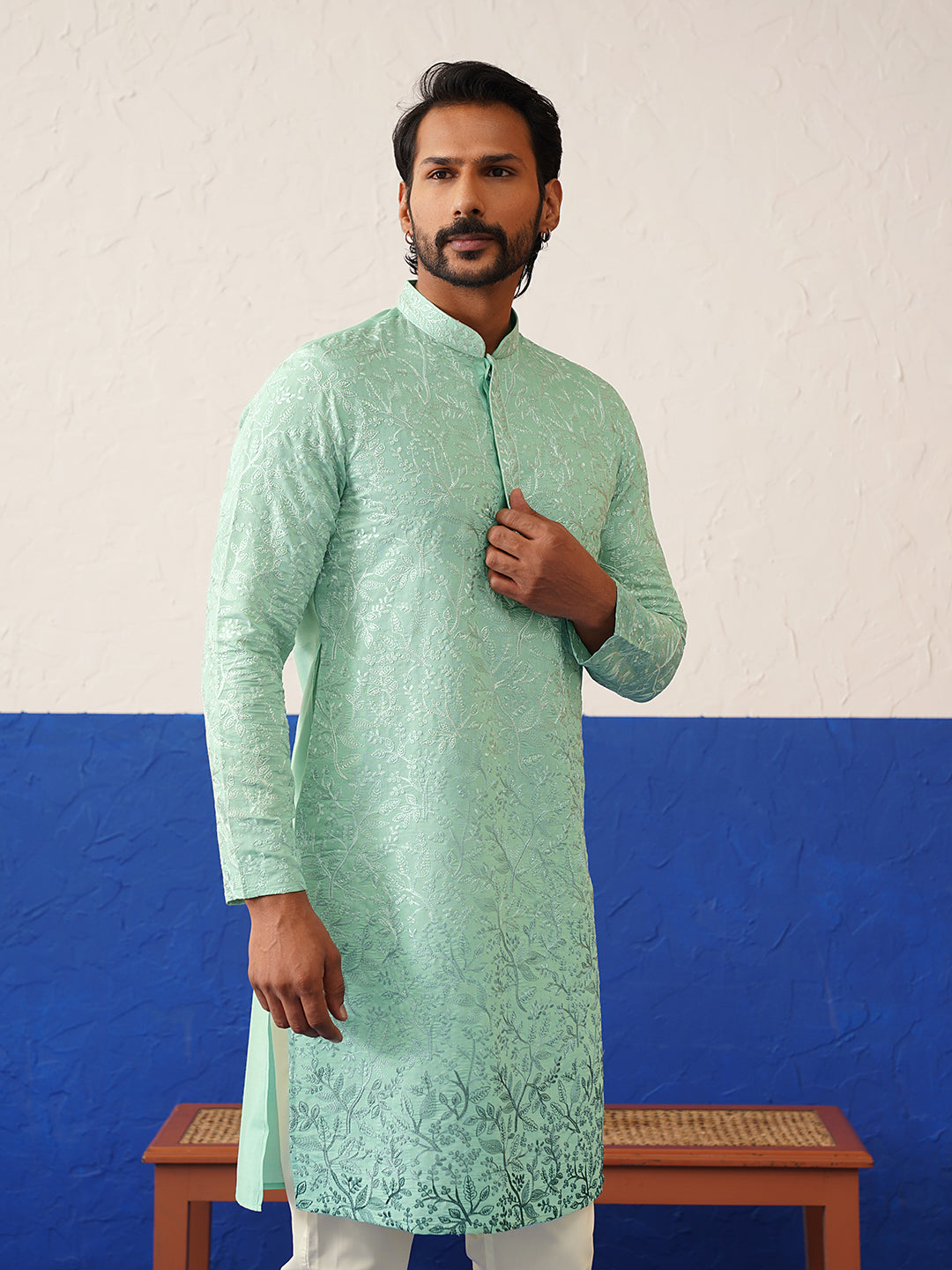 Powder Green Embroidered Kurta Set