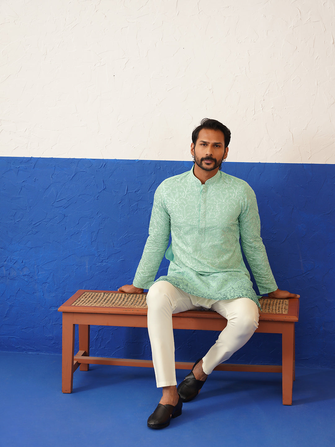Powder Green Embroidered Kurta Set