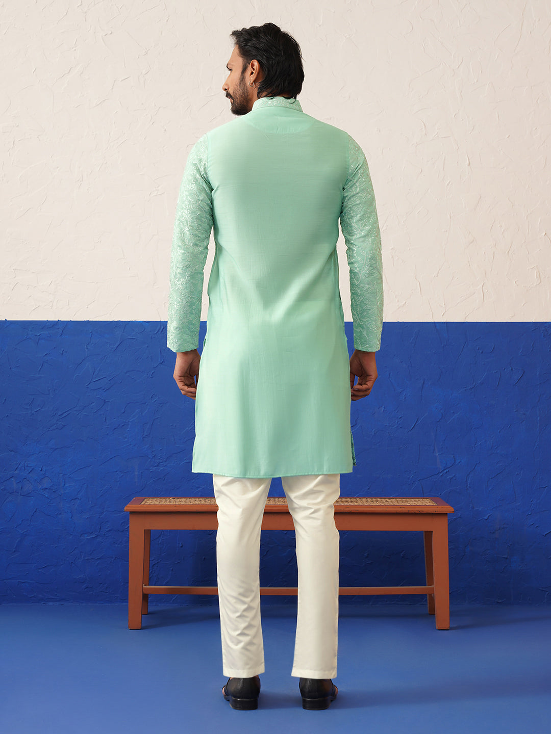 Powder Green Embroidered Kurta Set