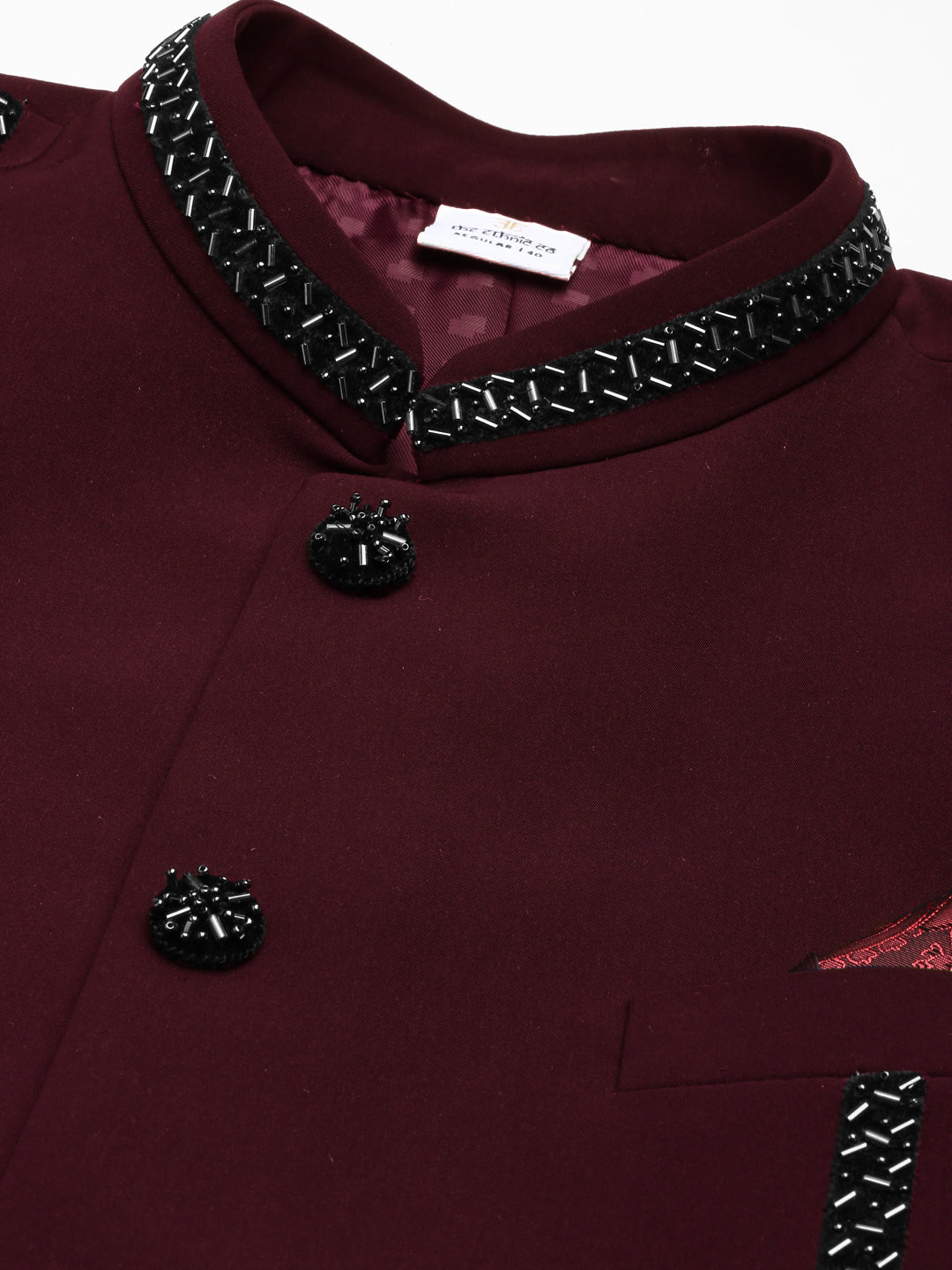 Maroon Embroidery Bandhgala