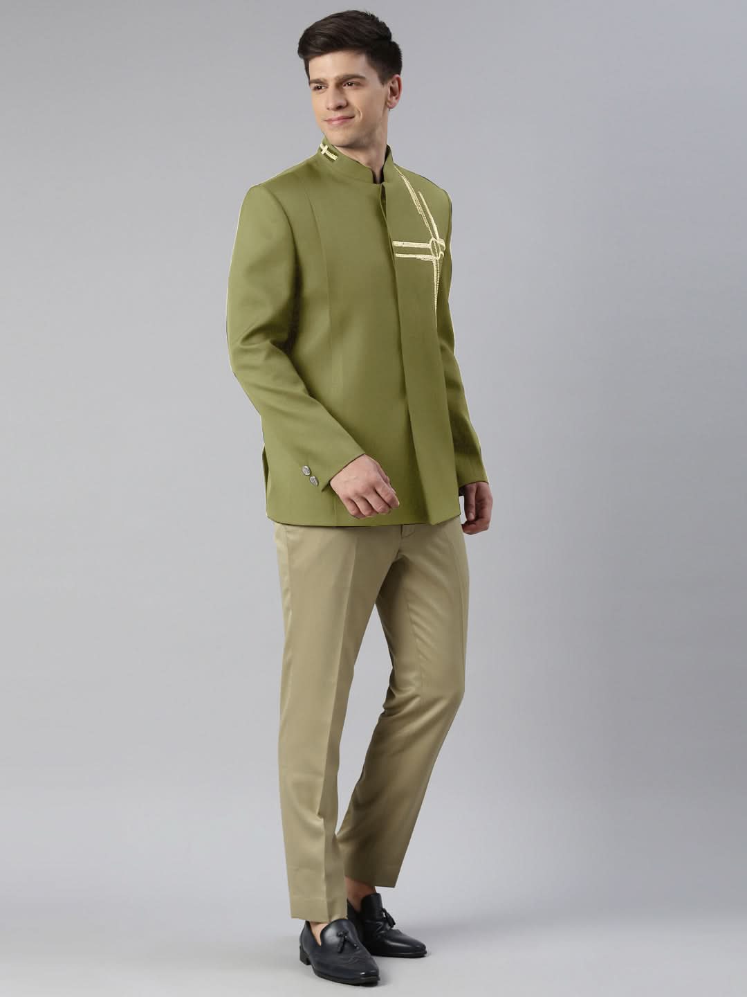 Green Embroidered Bandhgala