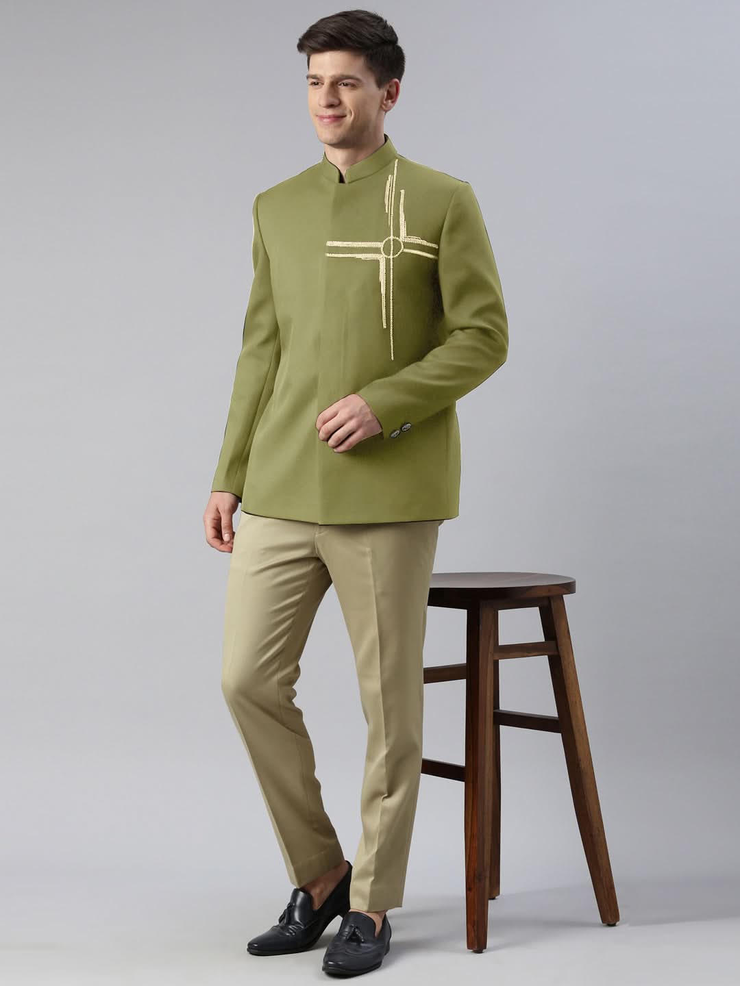 Green Embroidered Bandhgala