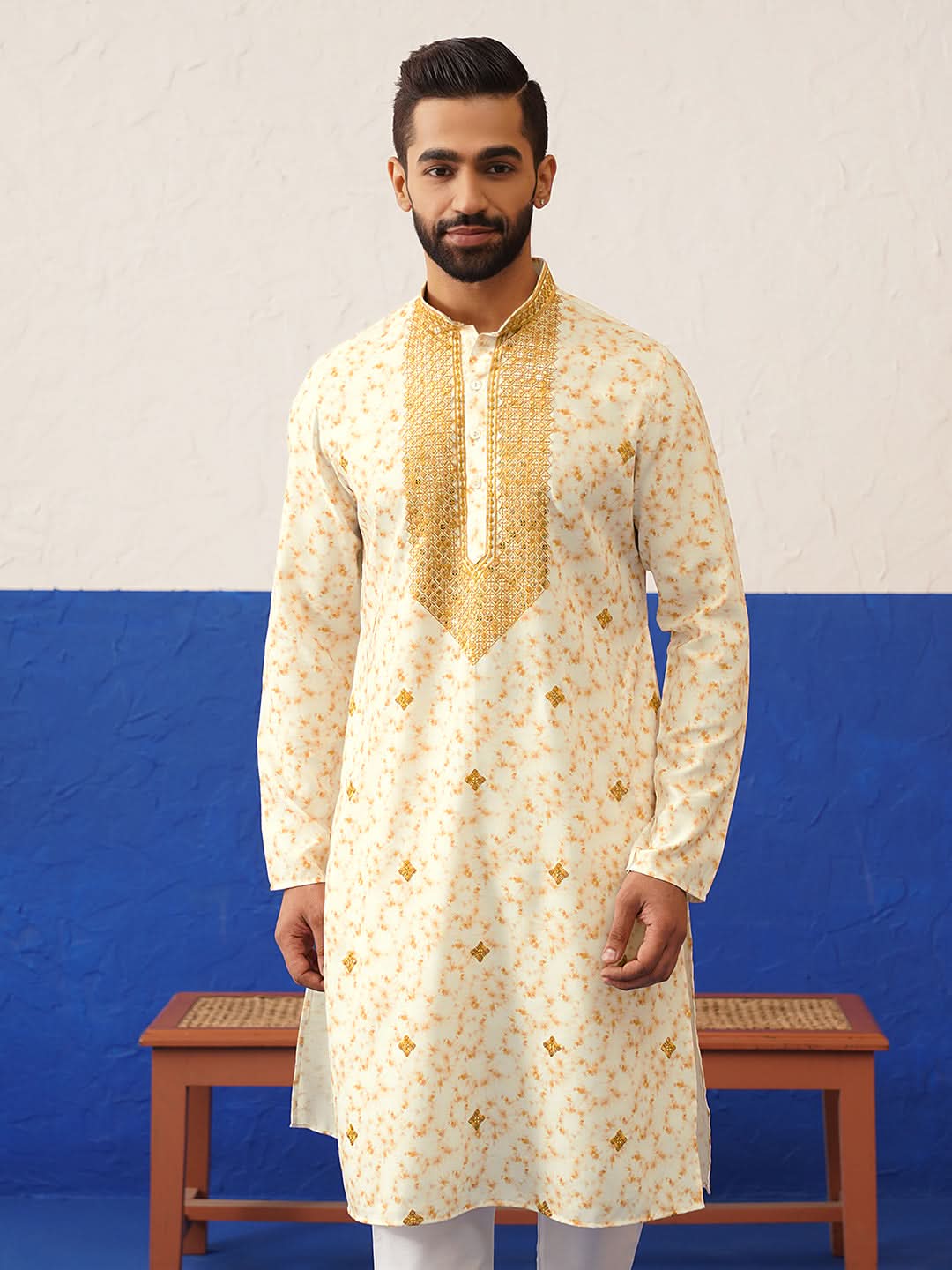 Tie Dye Printed Embroidered Kurta Set