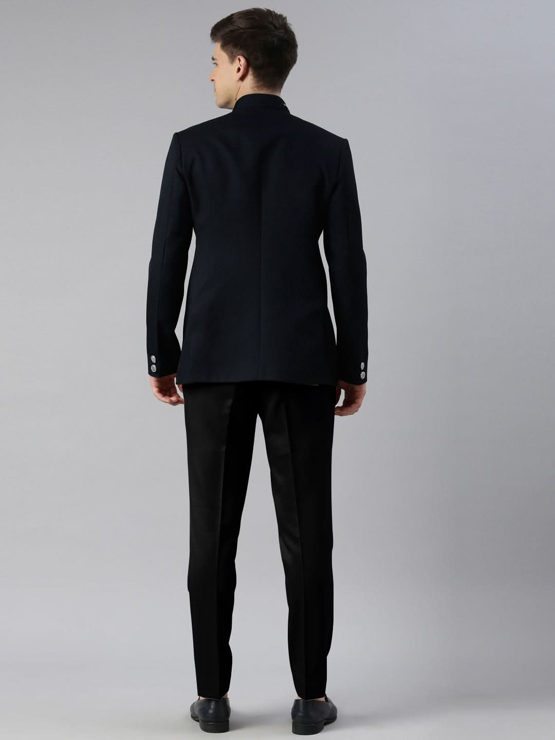 Navy Blue Embroidered Bandhgala