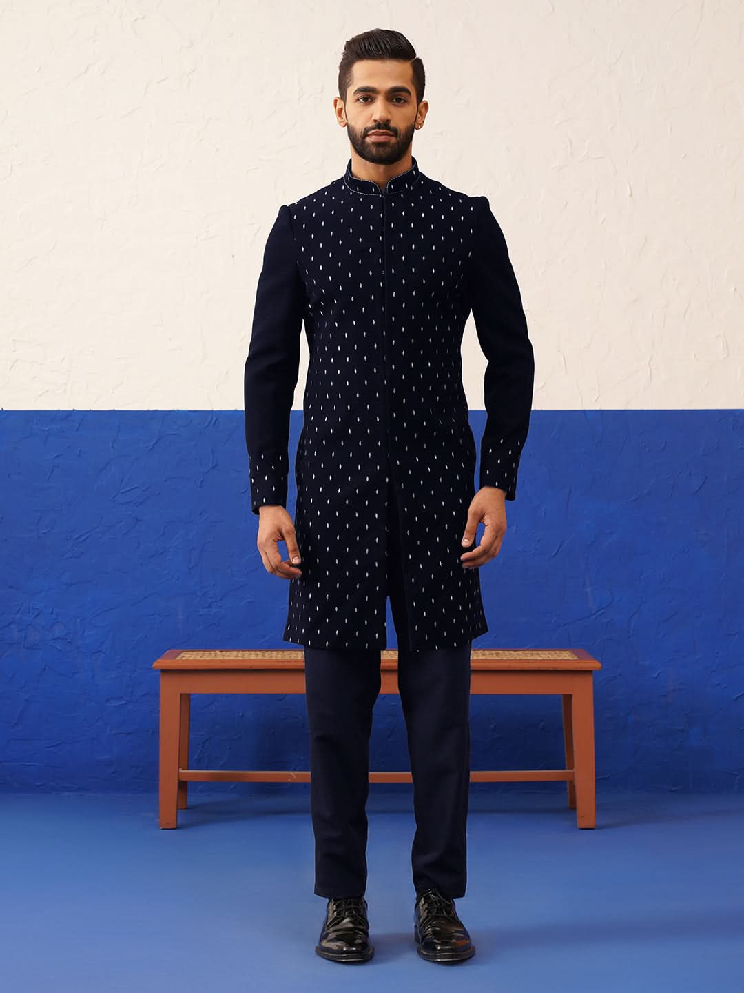 blue plain simmer kurta set