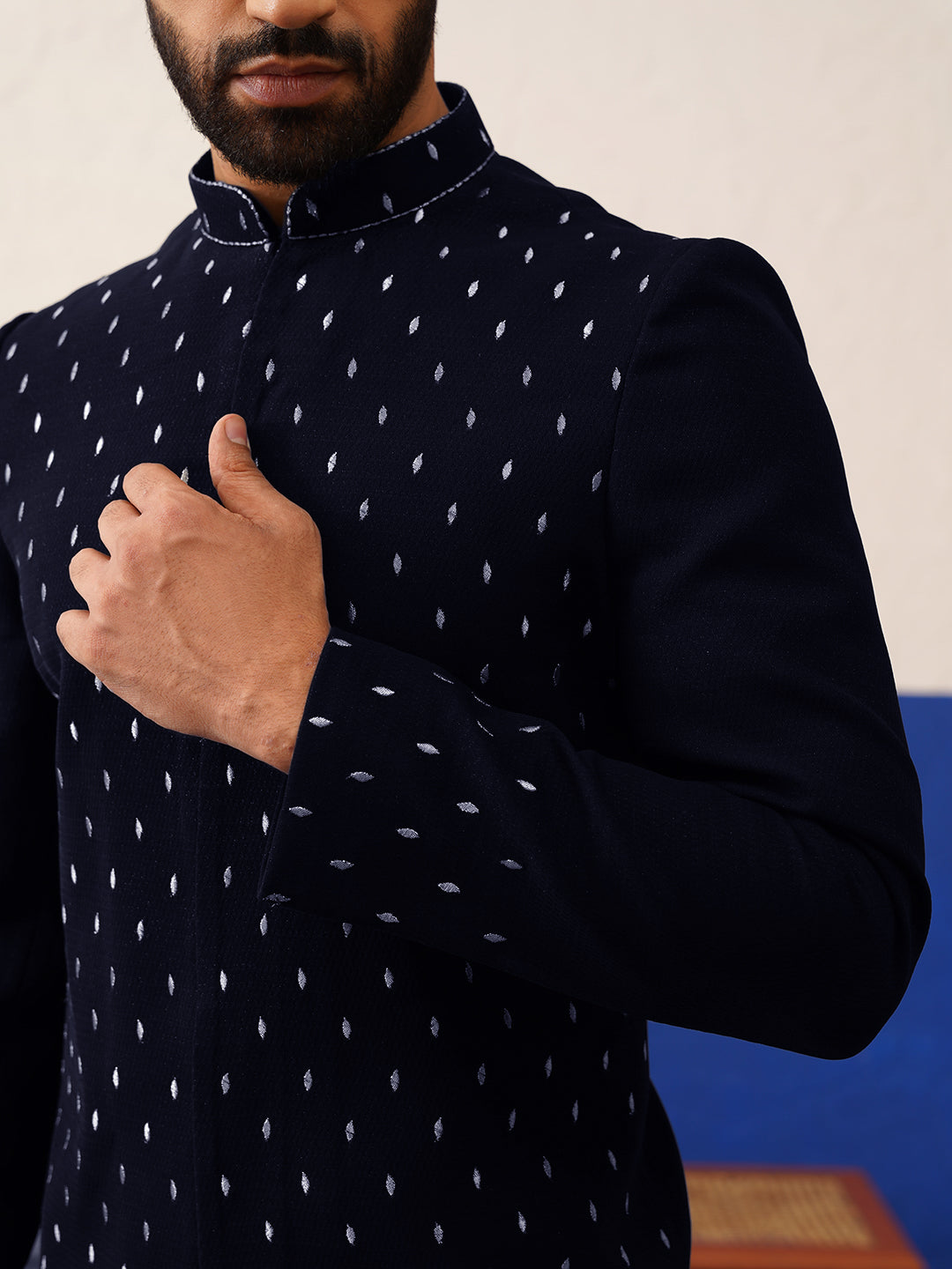 blue plain simmer kurta set