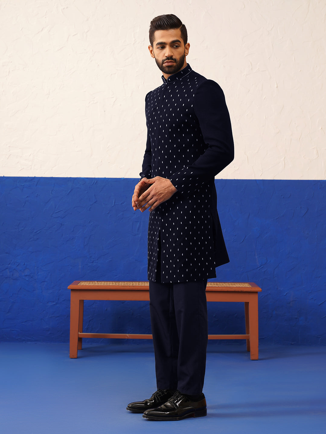 blue plain simmer kurta set