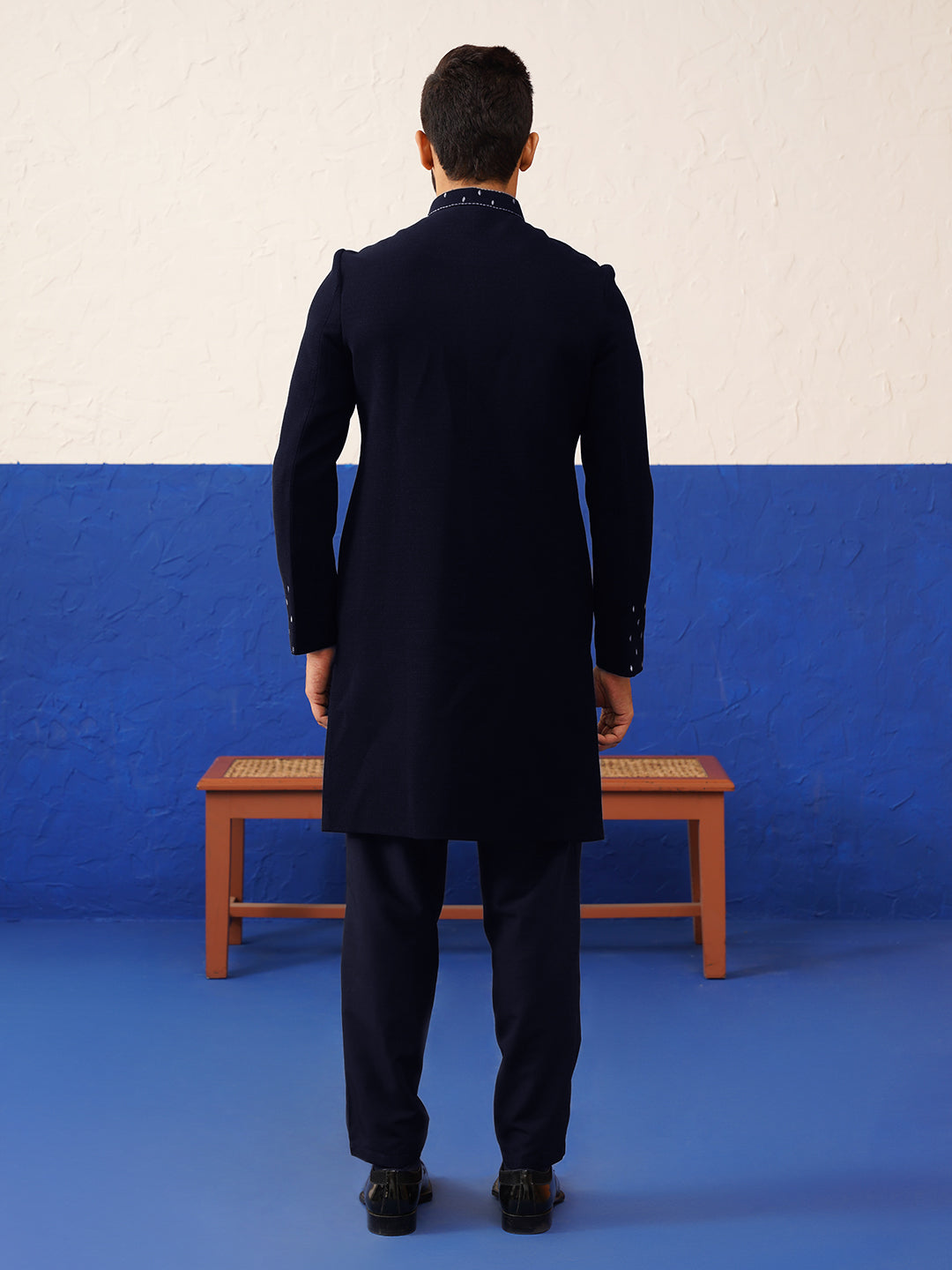 blue plain simmer kurta set