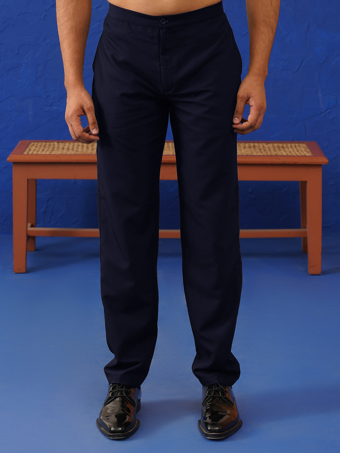 blue plain simmer kurta set