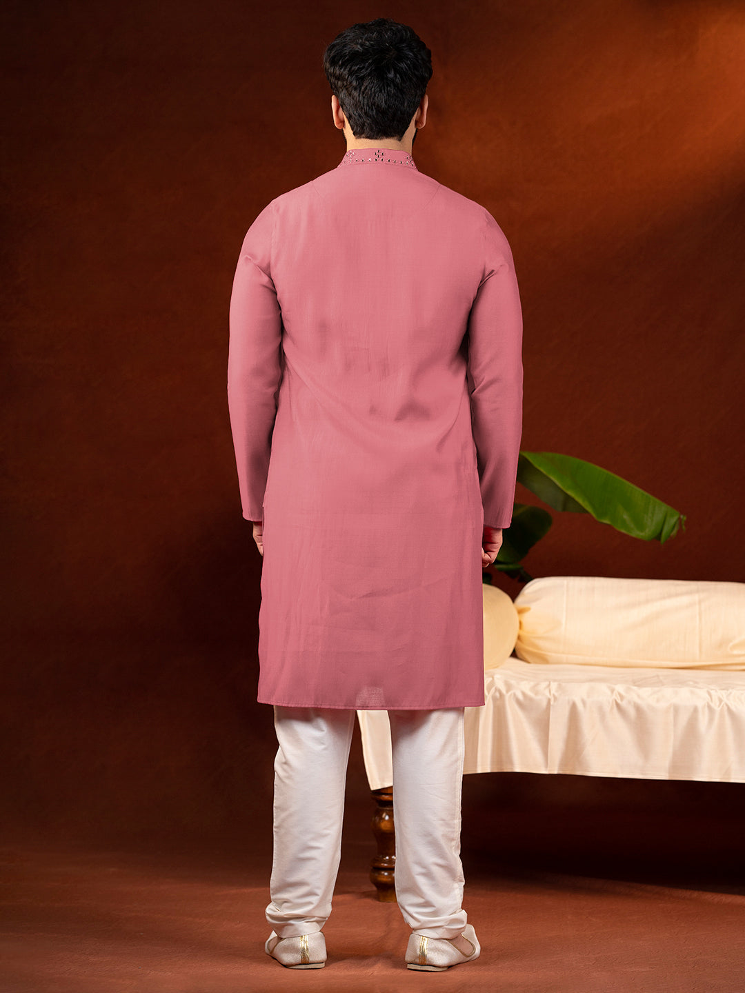 Red Mirror Embroidery Kurta Set