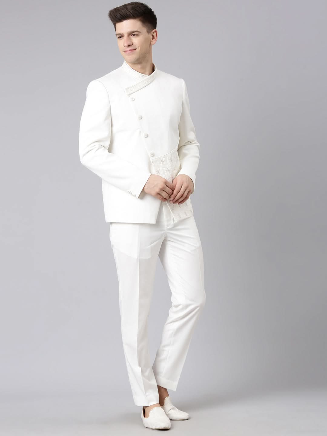 Offwhite overlap Design Bandhgala