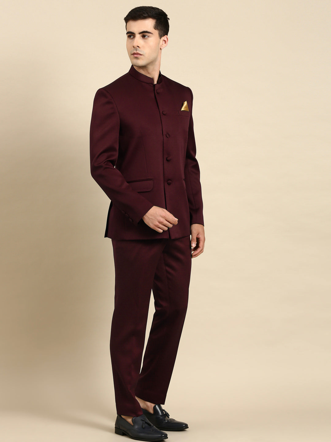Wine Bandhgala Suit