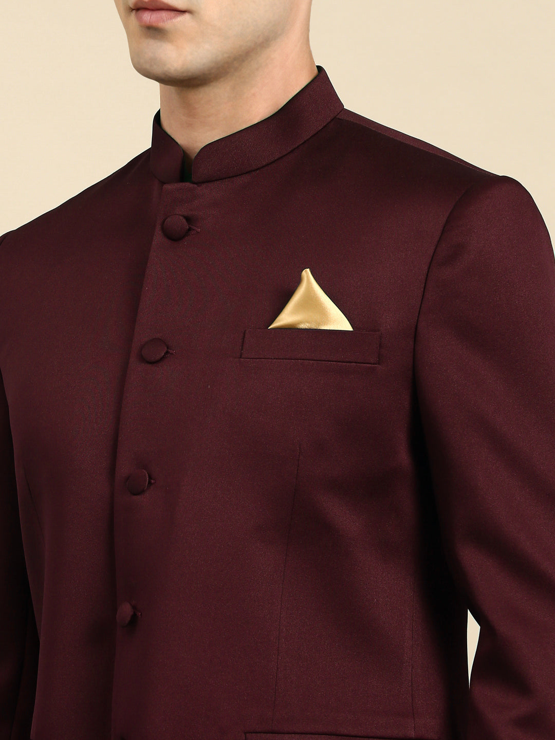 Wine Bandhgala Suit