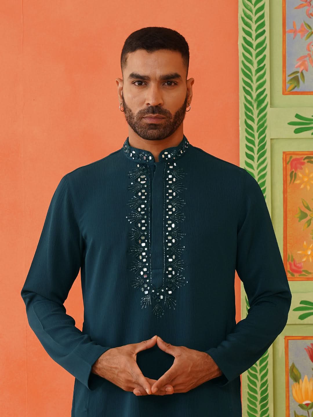Royal blue embroidered Kurta set