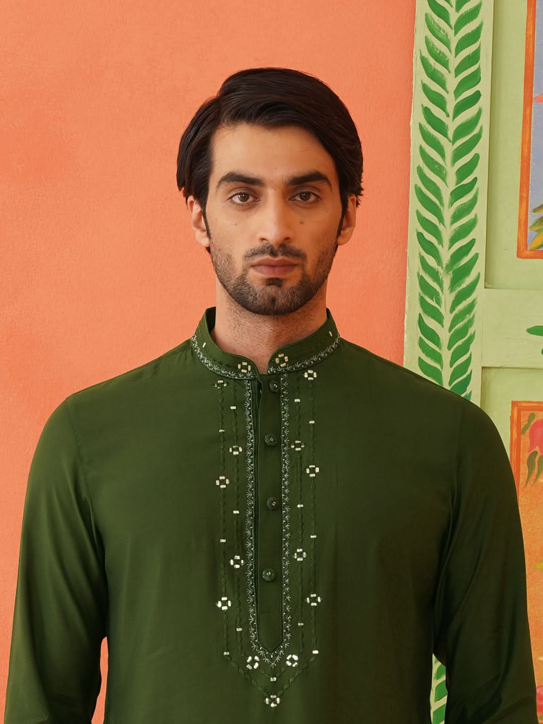 Green Embroidery kurta Set