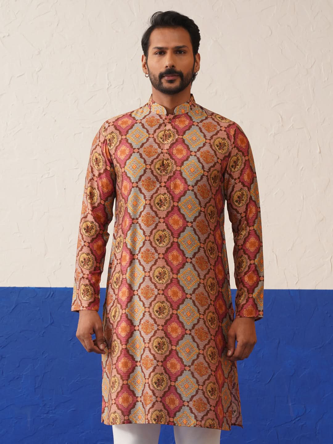 All over embroidered multi color printed Kurta set
