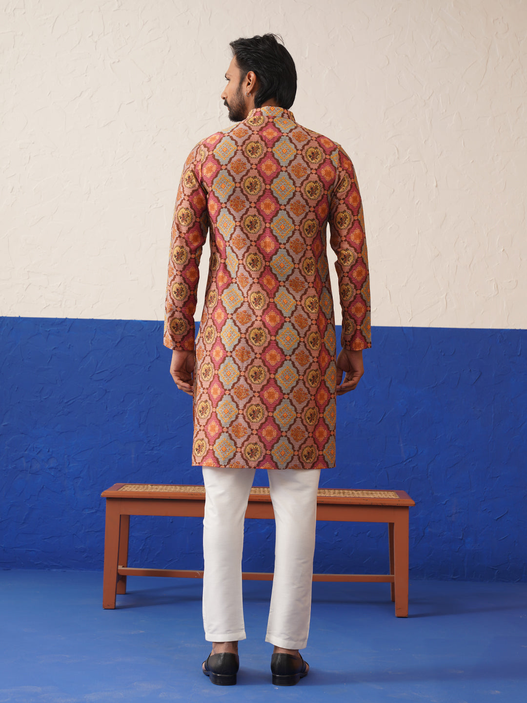 All over embroidered multi color printed Kurta set
