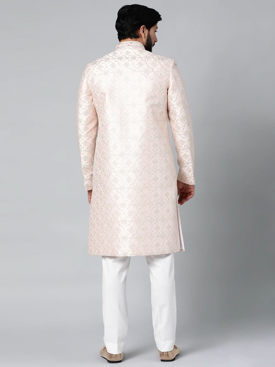 Baby Pink Embroidered Achkan