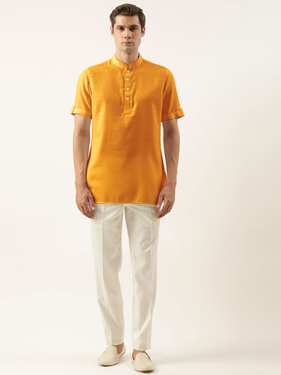 Mustard Cotton Short Kurta Set