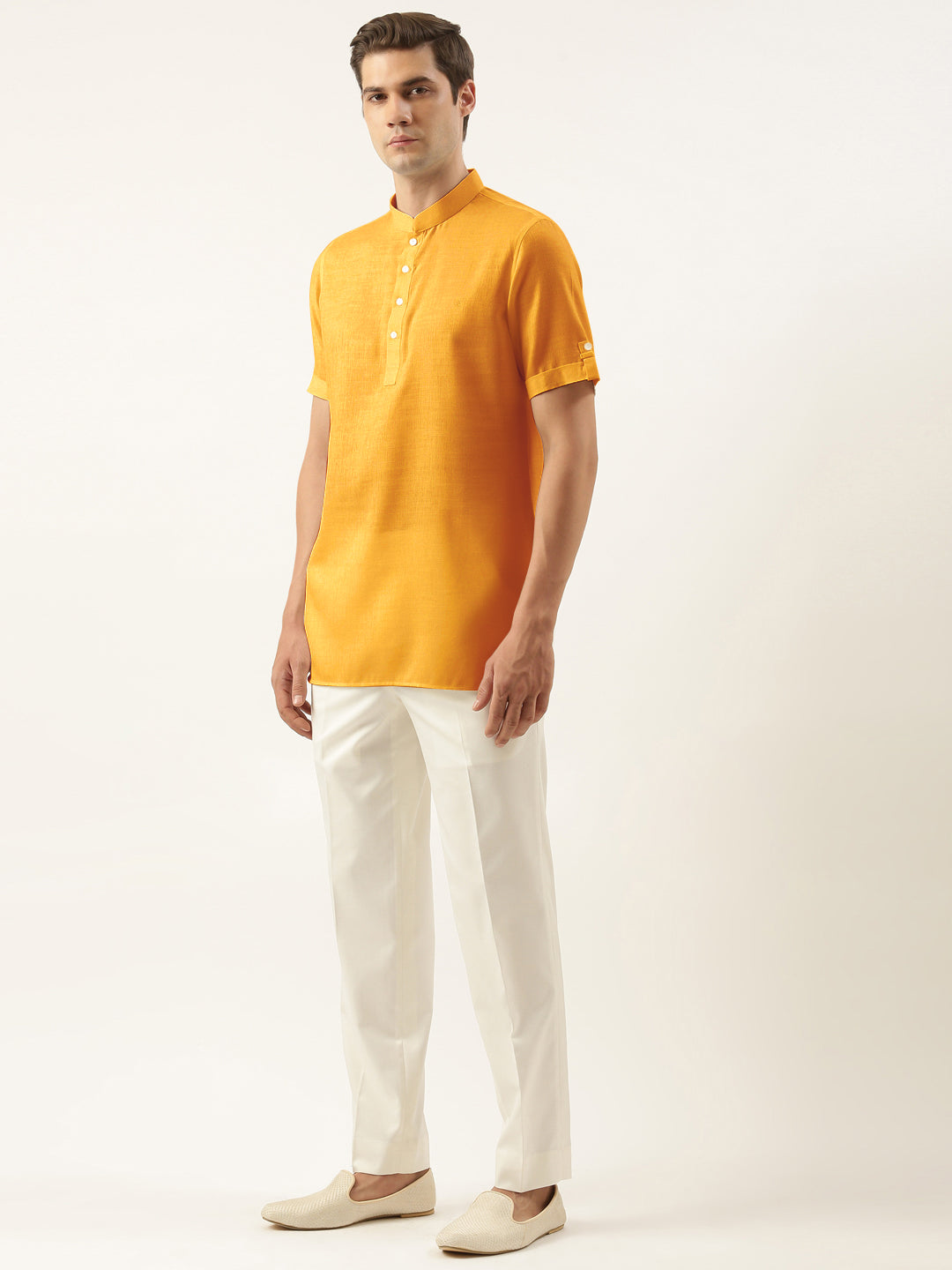 Mustard Cotton Short Kurta Set