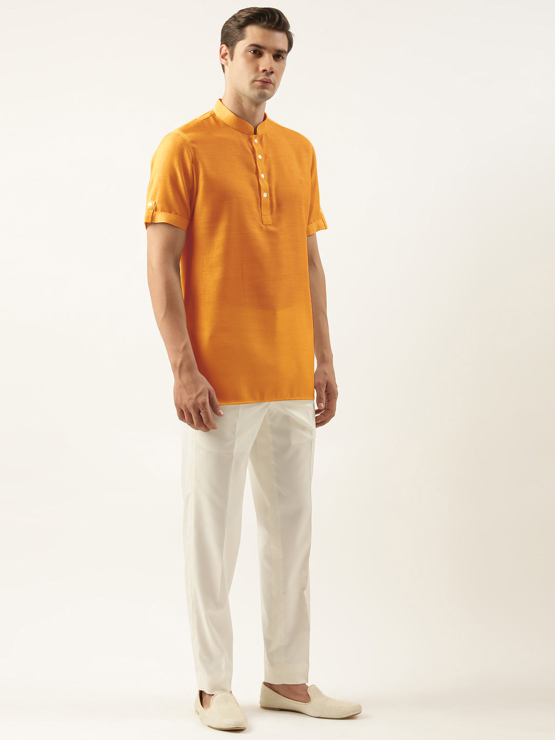 Mustard Cotton Short Kurta Set