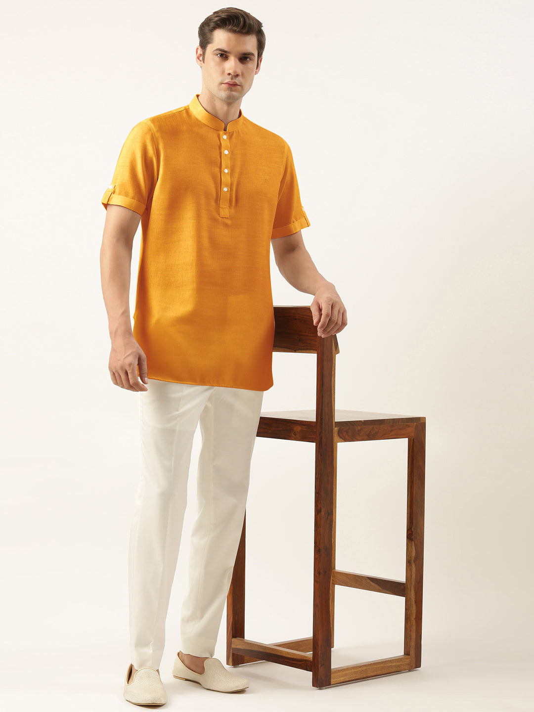 Mustard Cotton Short Kurta Set