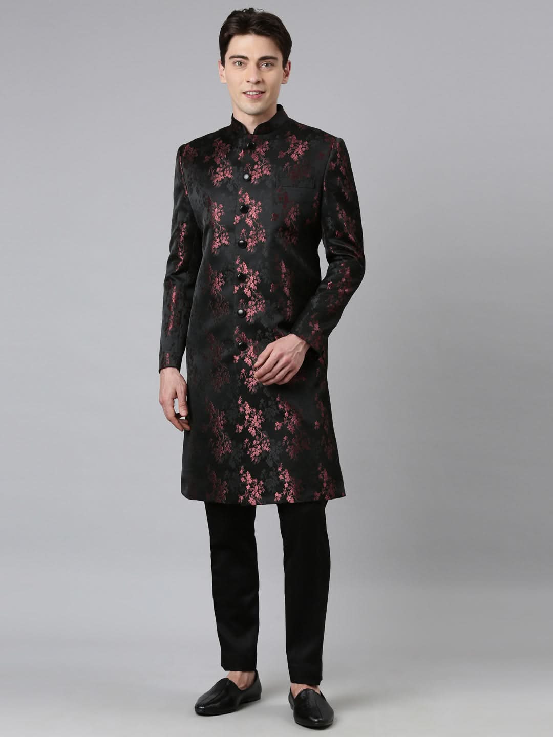 Black Wine Jacquard Indo Set