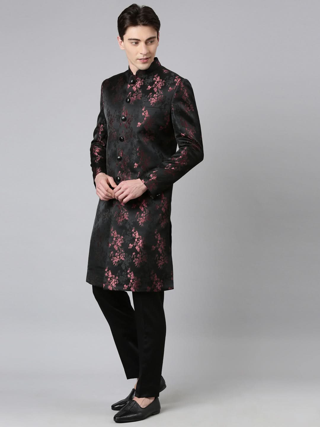 Black Wine Jacquard Indo Set