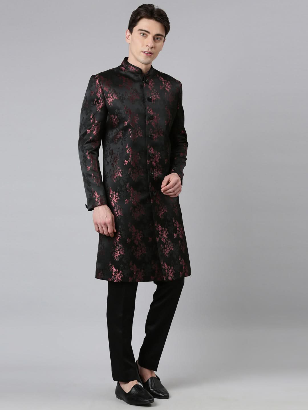 Black Wine Jacquard Indo Set