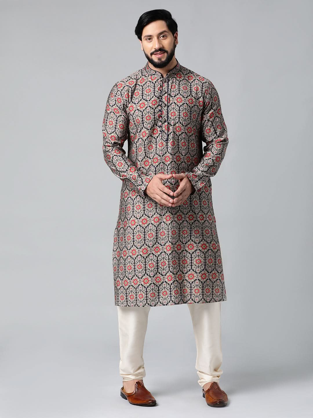 Navy Sanganeri Print Kurta Set