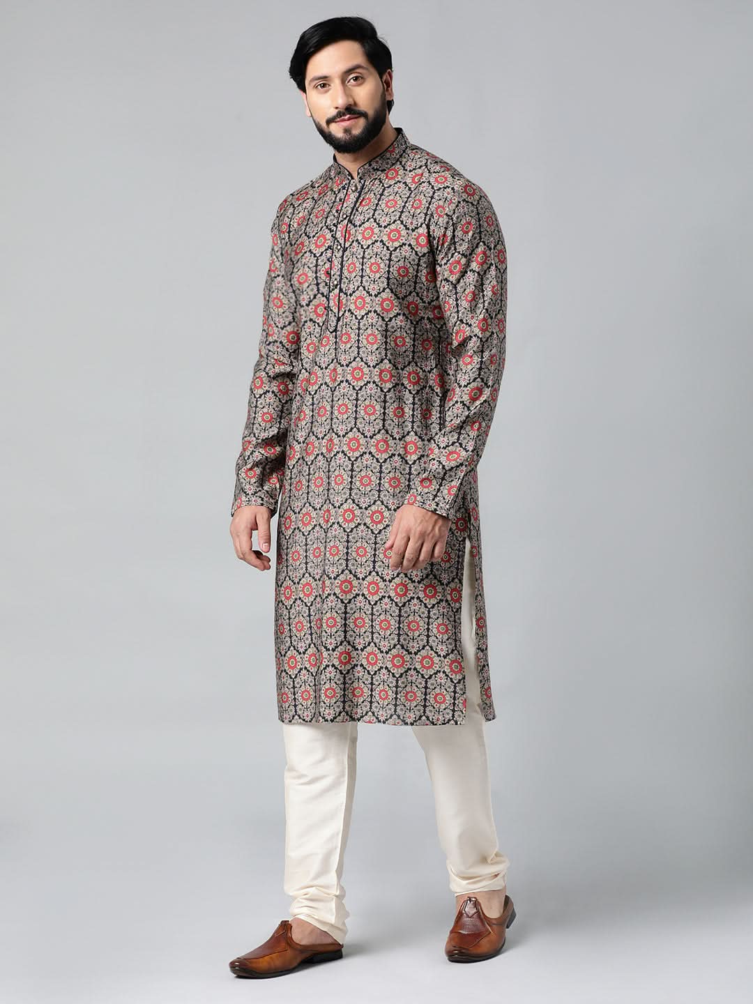 Navy Sanganeri Print Kurta Set