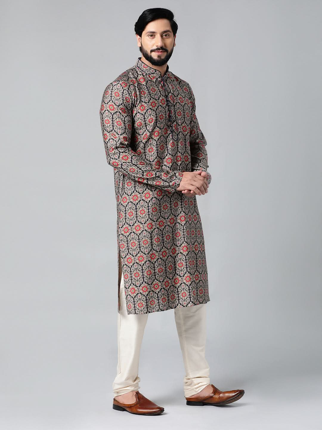 Navy Sanganeri Print Kurta Set