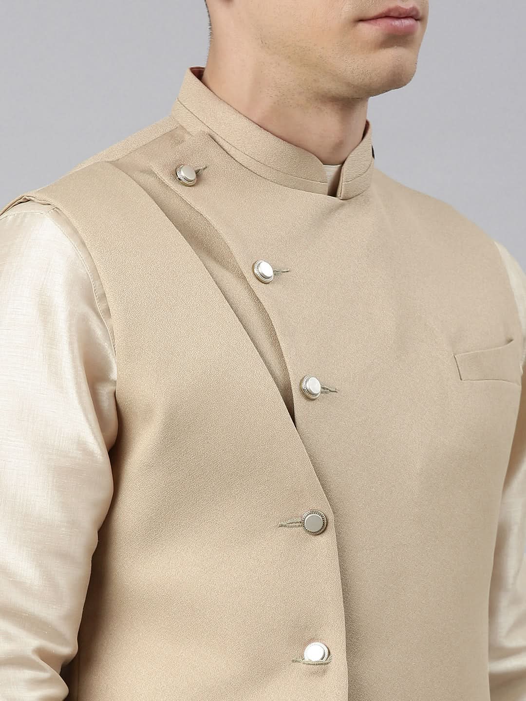 Beige Waistcoat Jacket With Beige Kurta