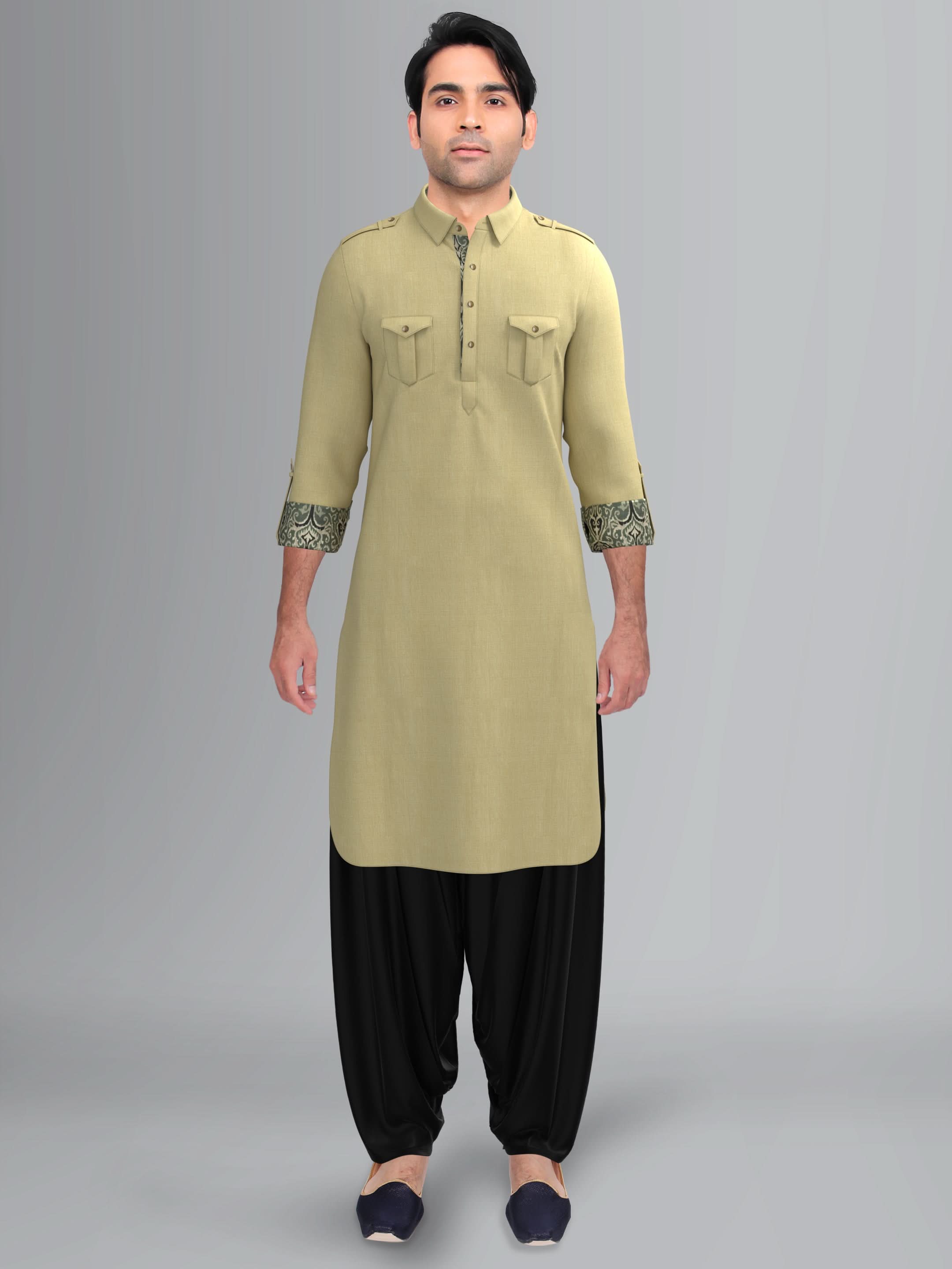 Greenish Beige Classic Pathani
