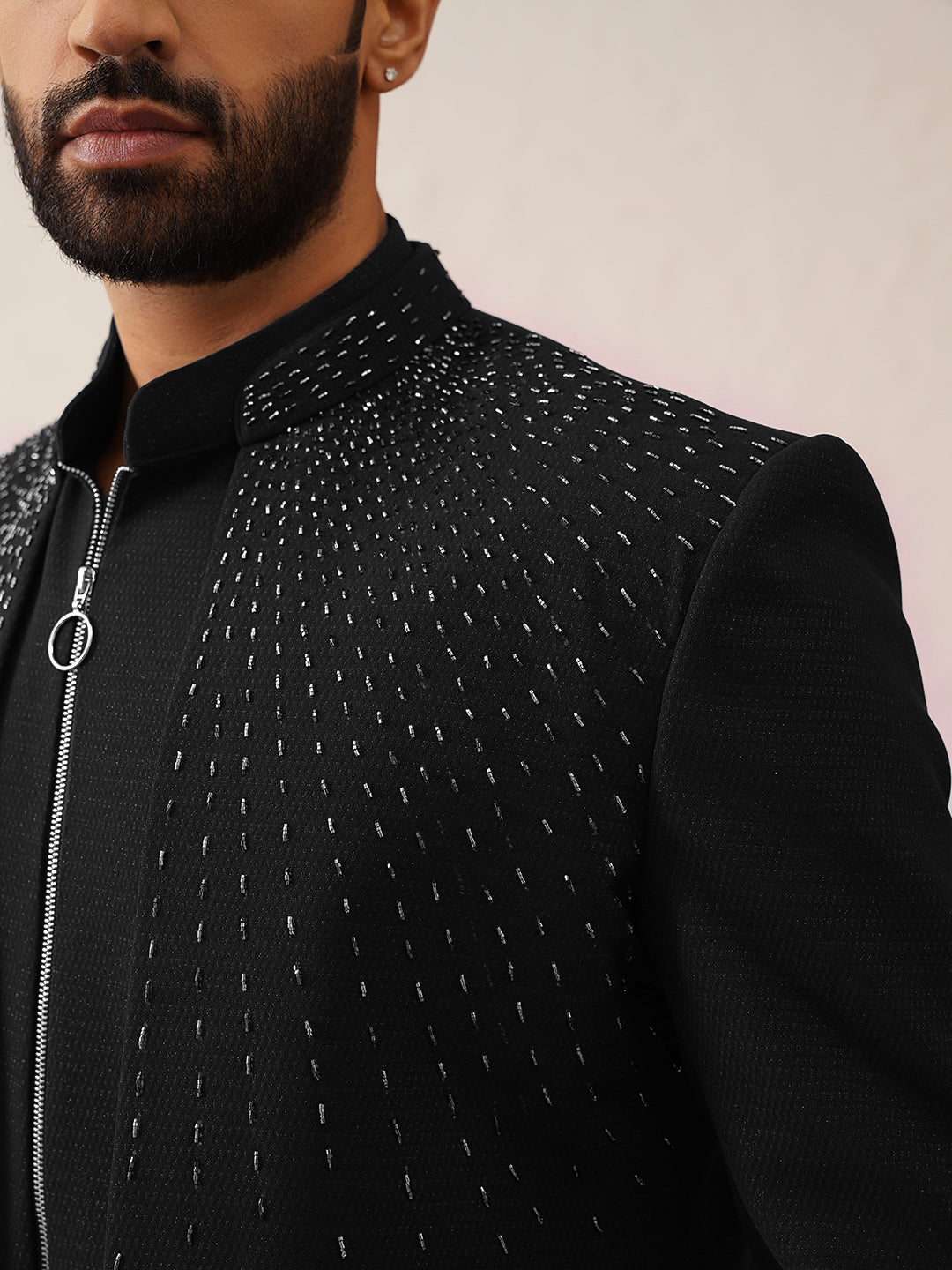 Black Embriodered Indowestern