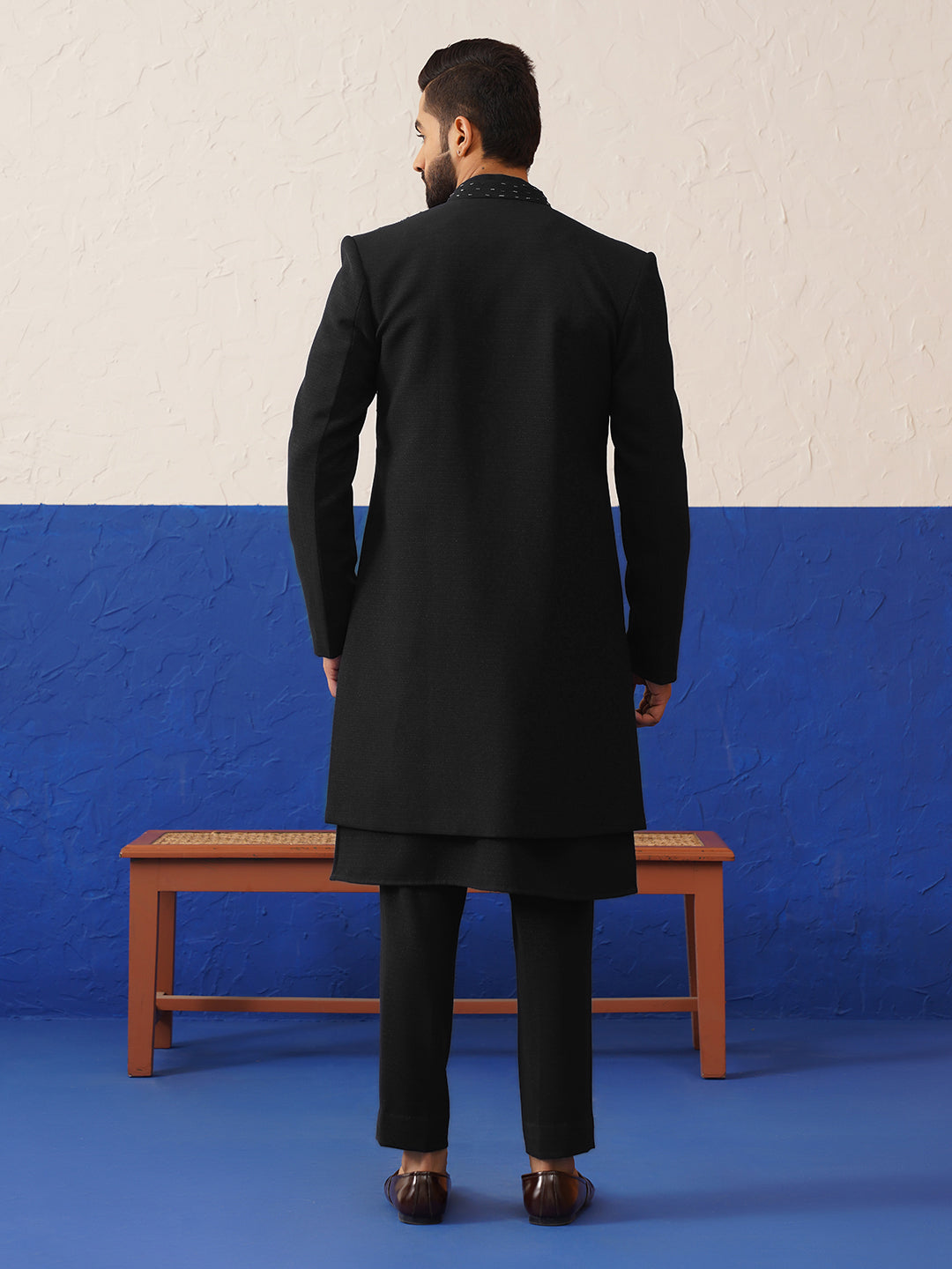 Black Embriodered Indowestern