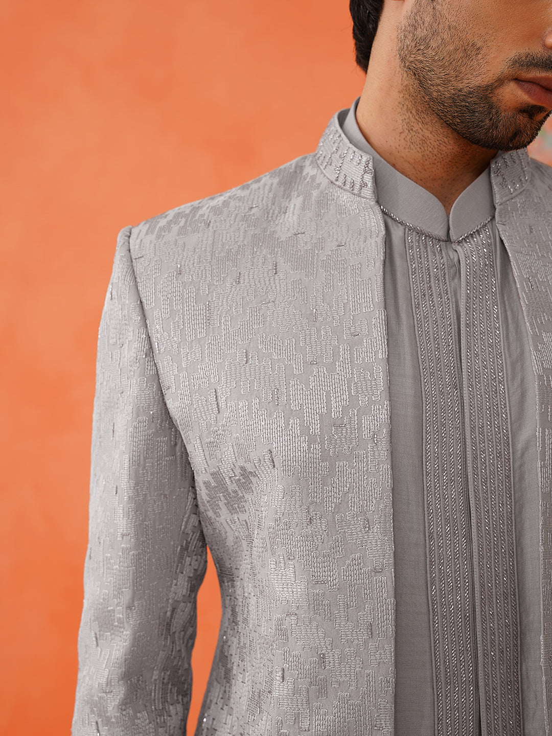 Stylish front open jacket indo set