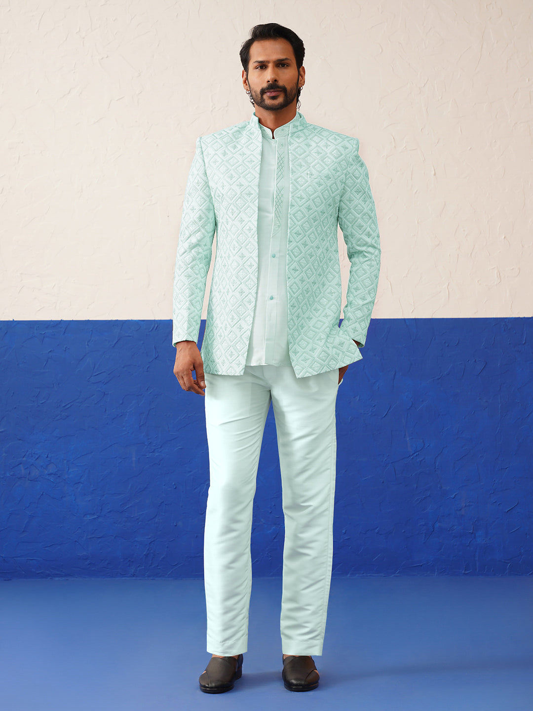 Mint Green Embroidery Indo set