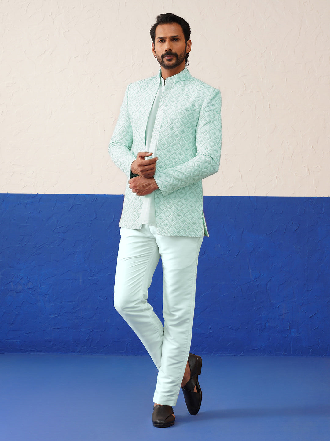 Mint Green Embroidery Indo set