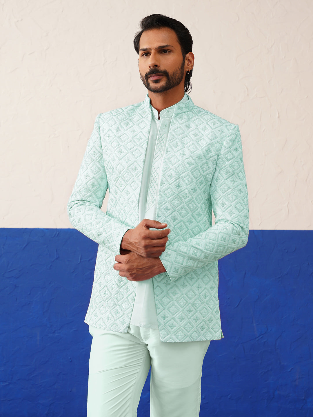 Mint Green Embroidery Indo set