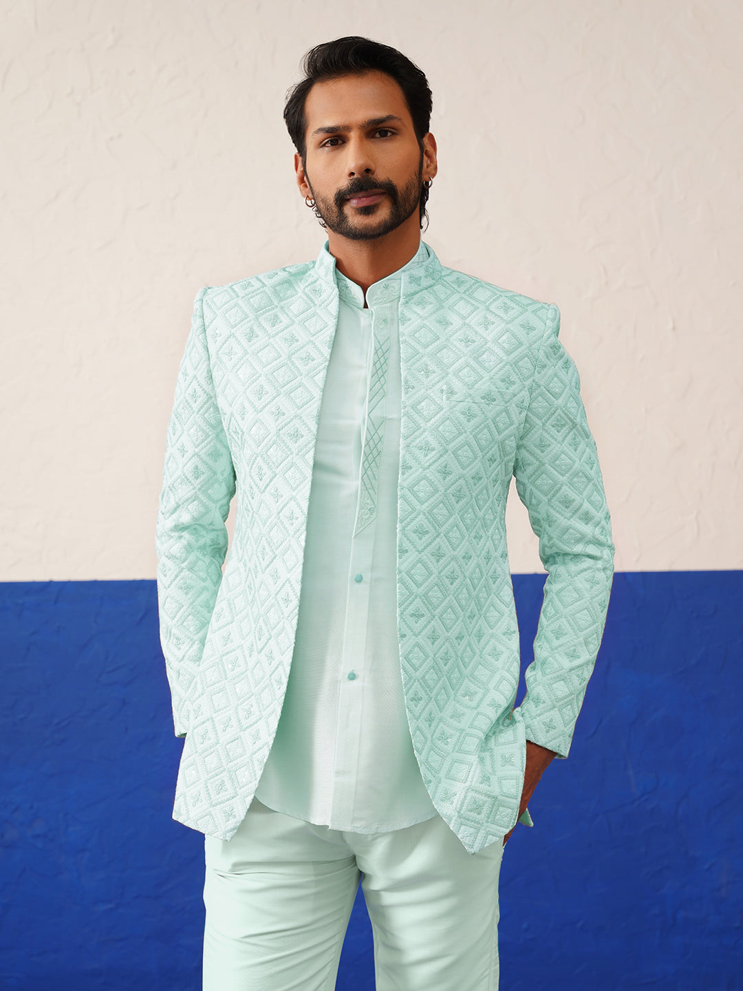 Mint Green Embroidery Indo set