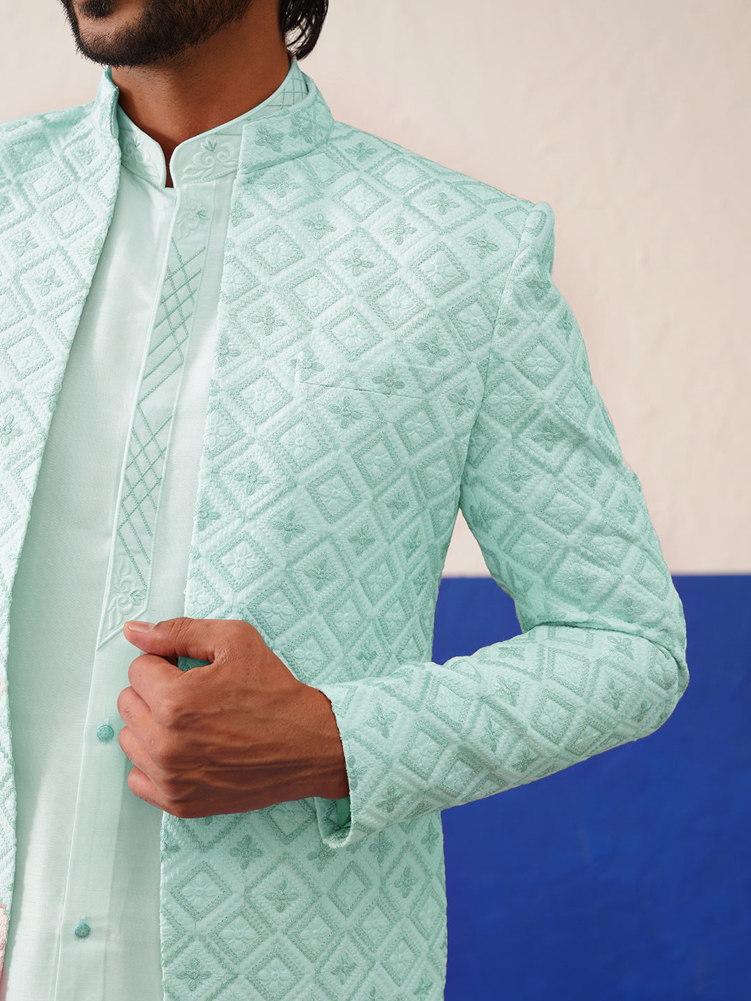 Mint Green Embroidery Indo set