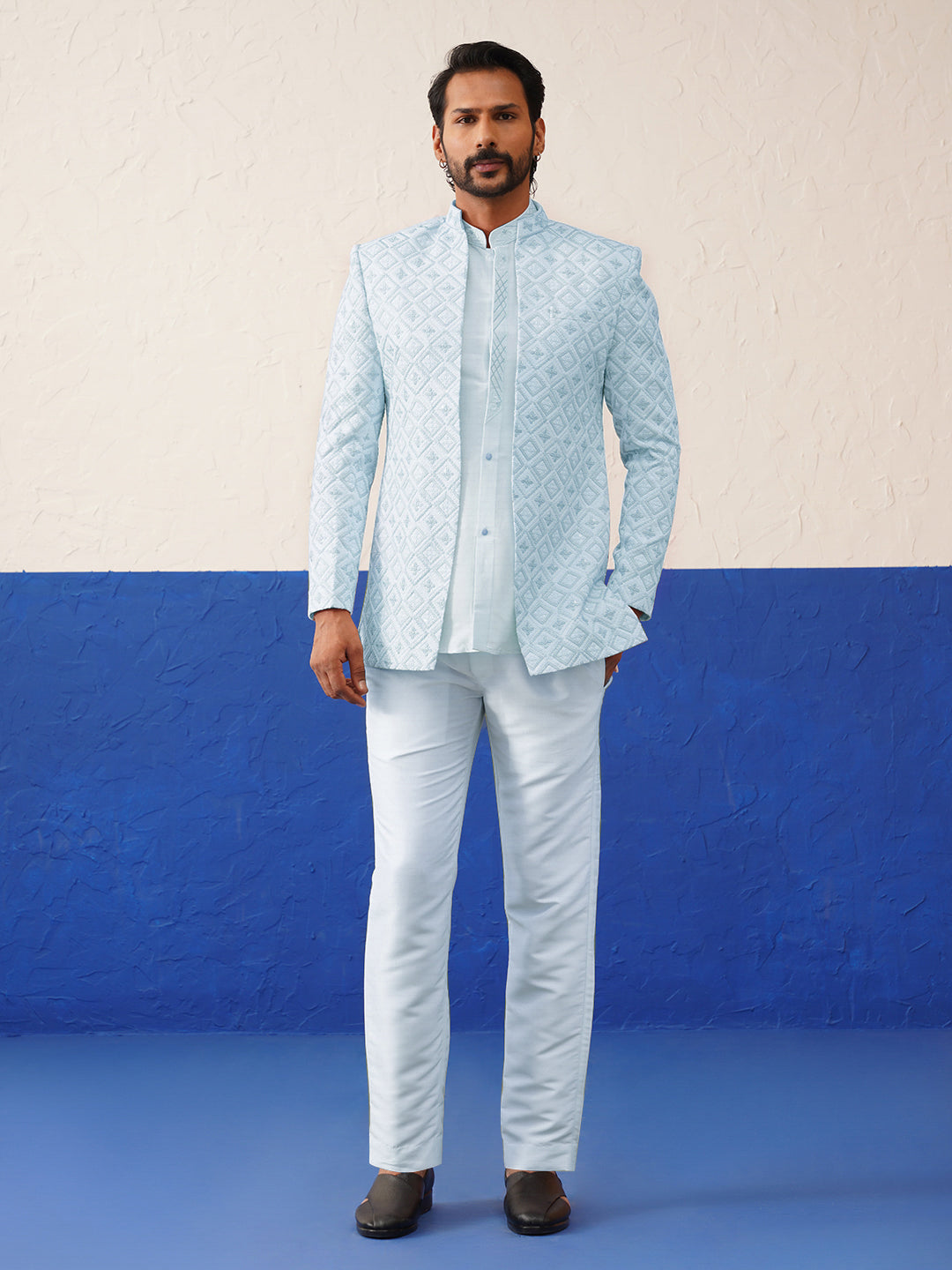 Light Blue Embroidery Indo set