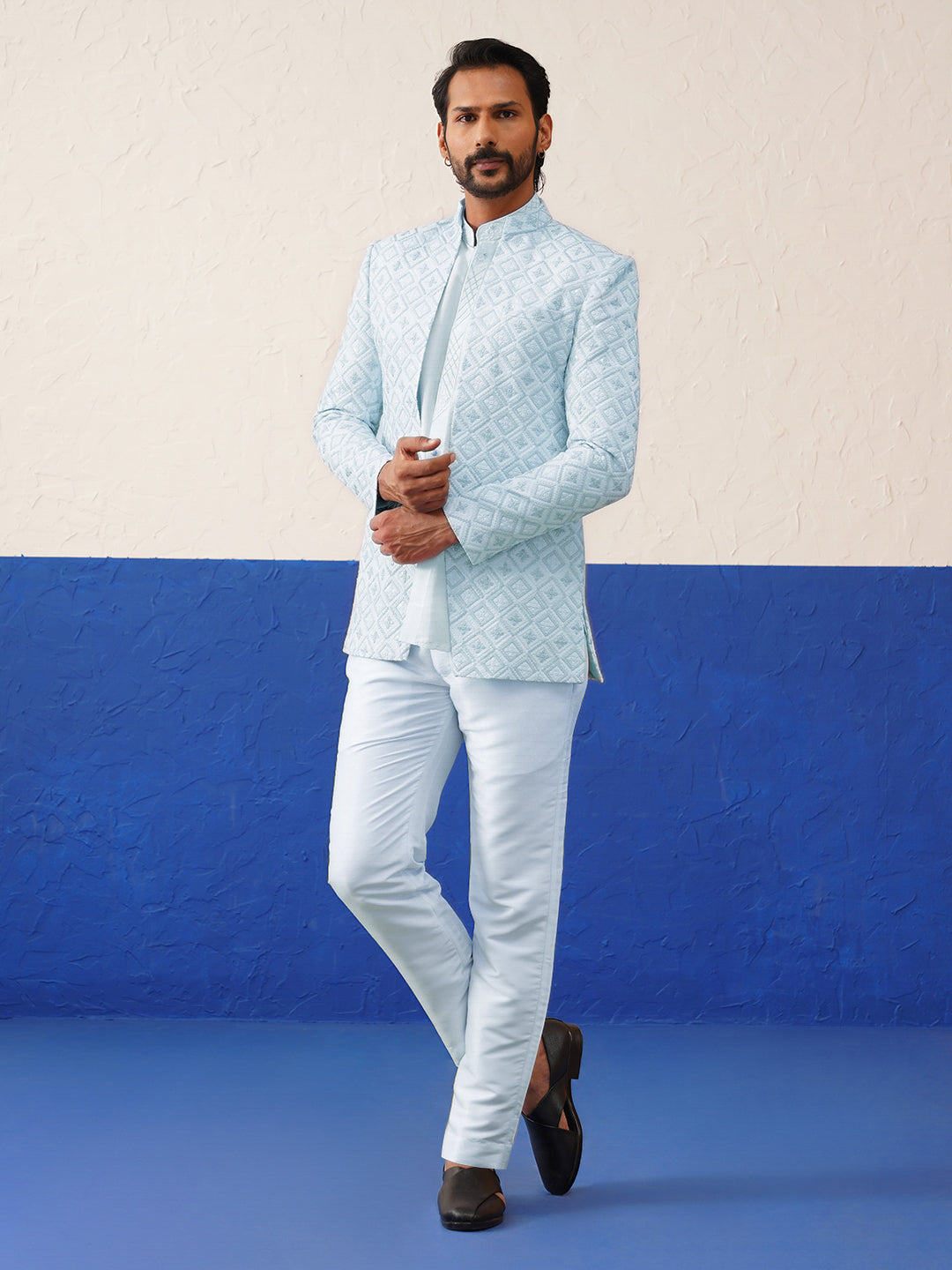 Light Blue Embroidery Indo set