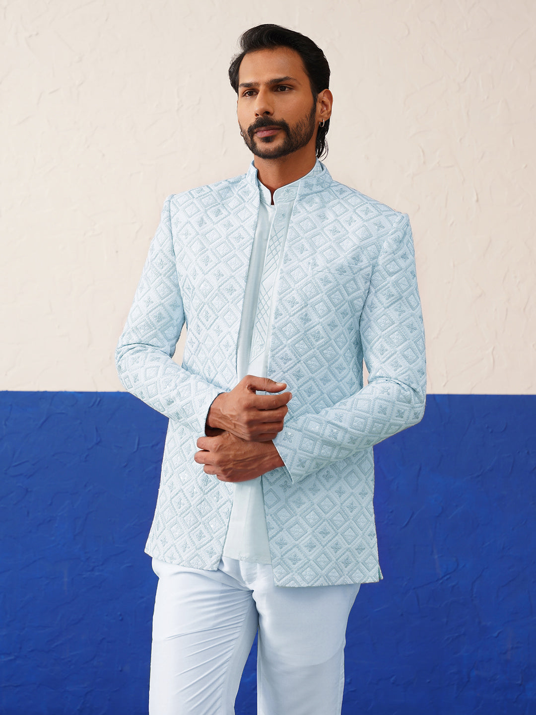 Light Blue Embroidery Indo set