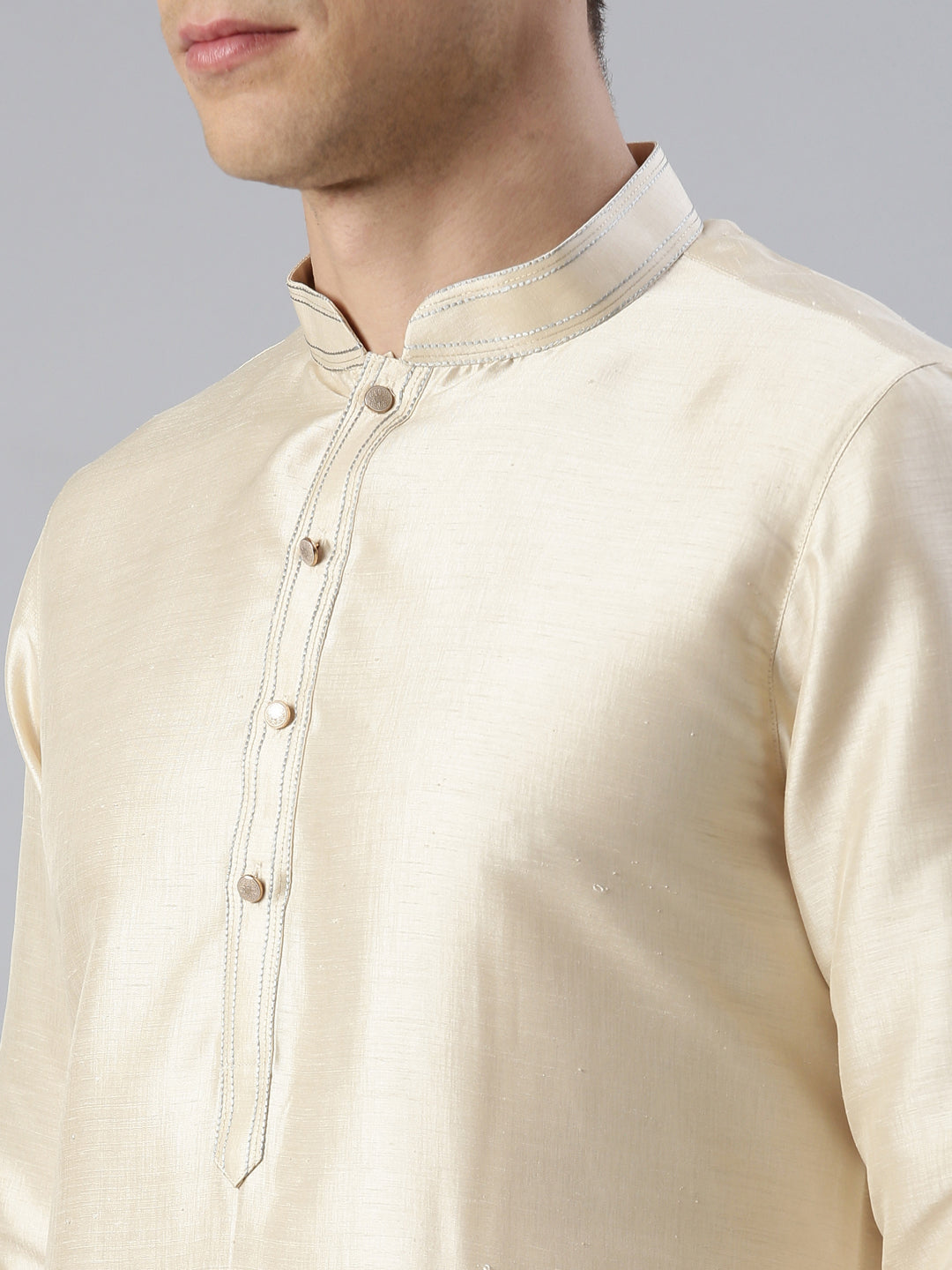 Grey Banarasi jacquard Jacket Kurta Set
